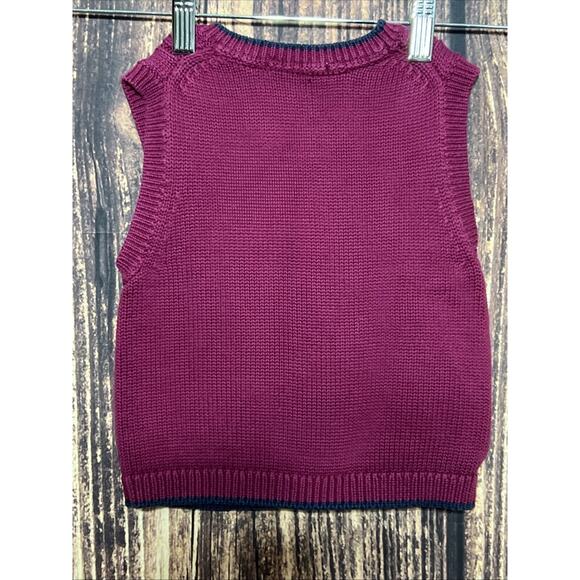 Janie And Jack Baby Boys Red Sweater Vest Size 18 to 24 Months V Neck - Picture 3 of 3
